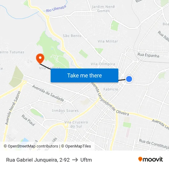Rua Gabriel Junqueira, 2-92 to Uftm map