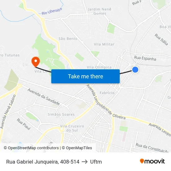 Rua Gabriel Junqueira, 408-514 to Uftm map