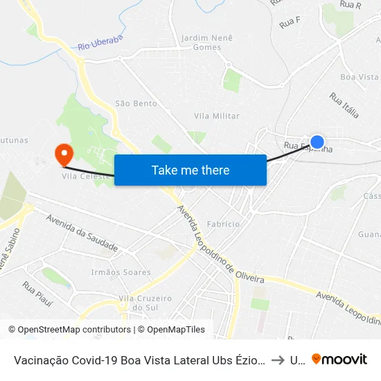 Vacinação Covid-19 Boa Vista Lateral Ubs Ézio De Martino (Rua Santa Vitória) to Uftm map