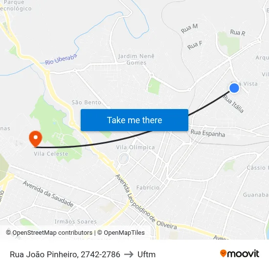 Rua João Pinheiro, 2742-2786 to Uftm map