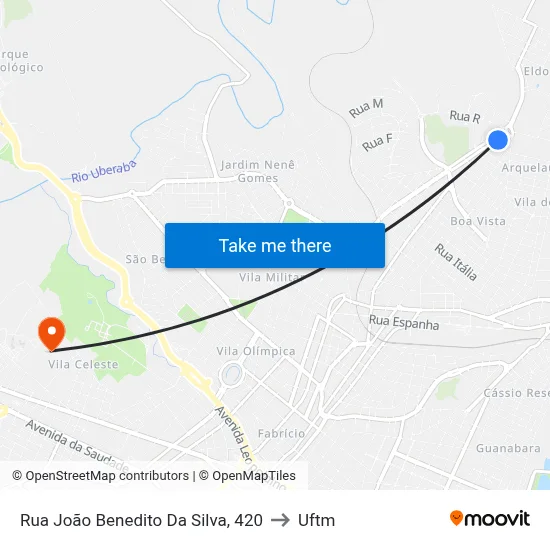 Rua João Benedito Da Silva, 420 to Uftm map