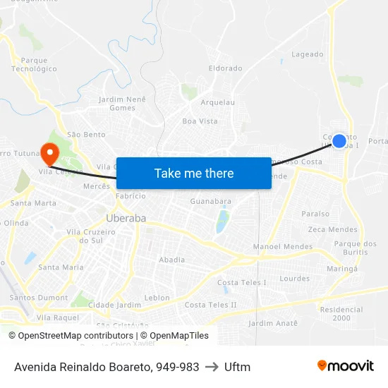 Avenida Reinaldo Boareto, 949-983 to Uftm map