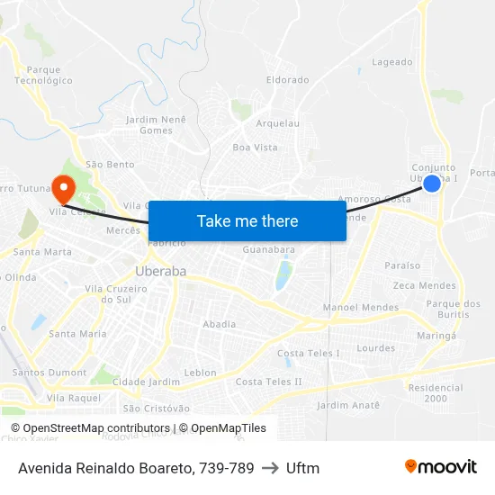 Avenida Reinaldo Boareto, 739-789 to Uftm map