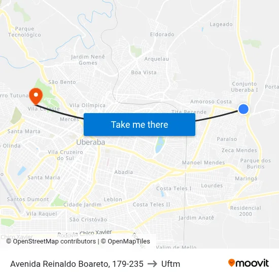Avenida Reinaldo Boareto, 179-235 to Uftm map