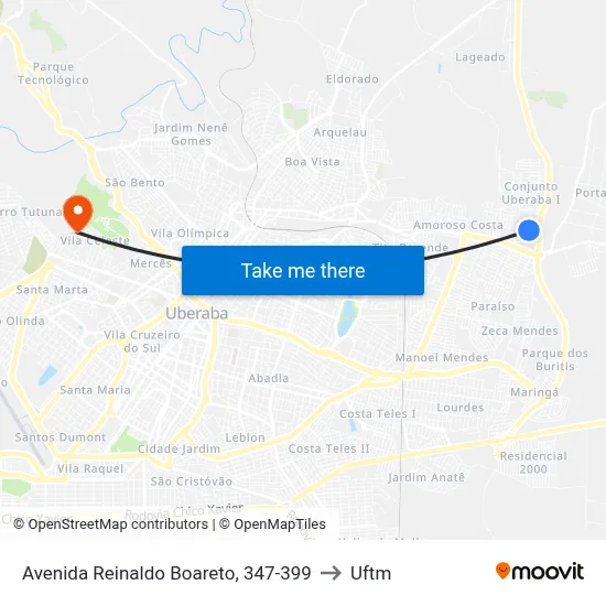 Avenida Reinaldo Boareto, 347-399 to Uftm map