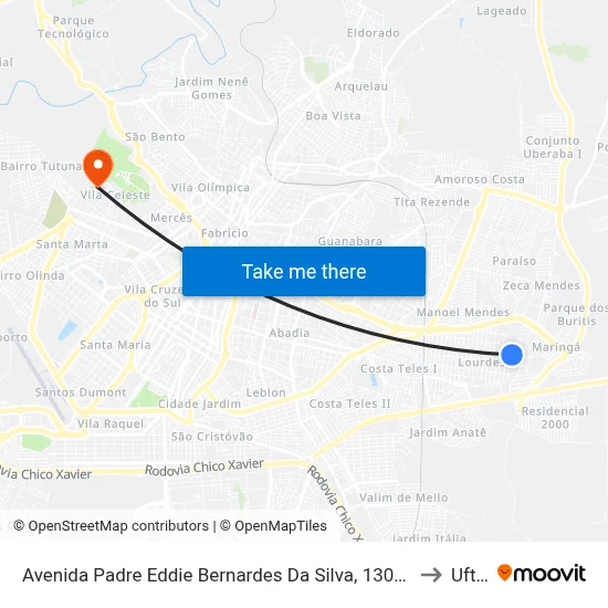 Avenida Padre Eddie Bernardes Da Silva, 1300-1362 to Uftm map
