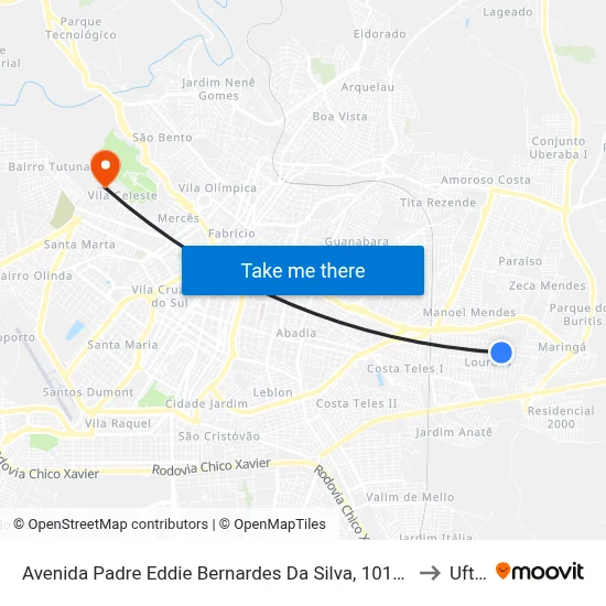 Avenida Padre Eddie Bernardes Da Silva, 1019-1087 to Uftm map
