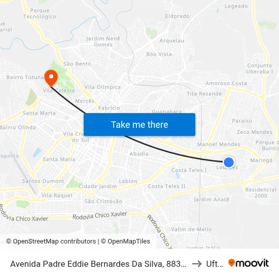 Avenida Padre Eddie Bernardes Da Silva, 883-943 to Uftm map
