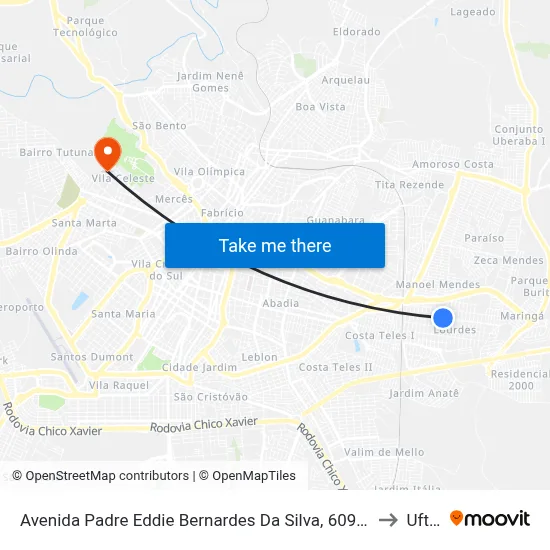 Avenida Padre Eddie Bernardes Da Silva, 609-683 to Uftm map