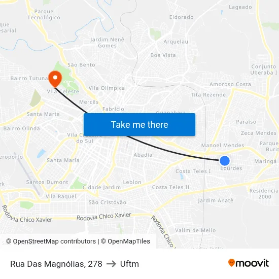 Rua Das Magnólias, 278 to Uftm map