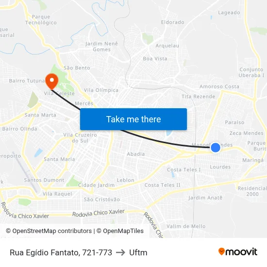 Rua Egídio Fantato, 721-773 to Uftm map