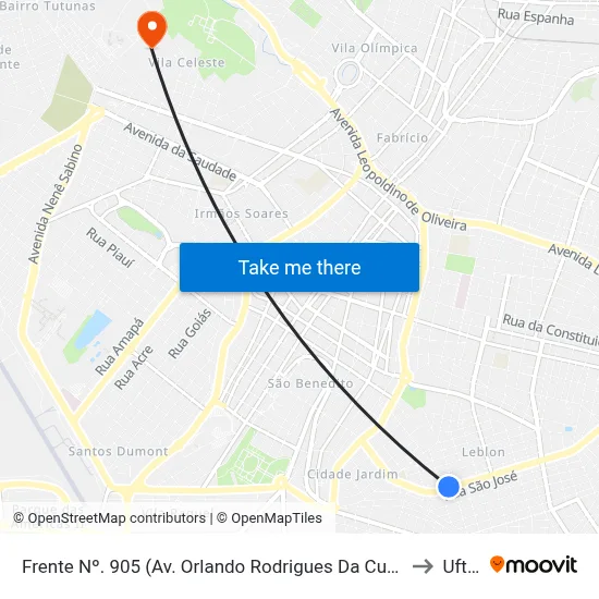 Frente Nº. 905 (Av. Orlando Rodrigues Da Cunha) to Uftm map