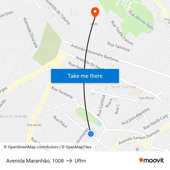Avenida Maranhão, 1008 to Uftm map