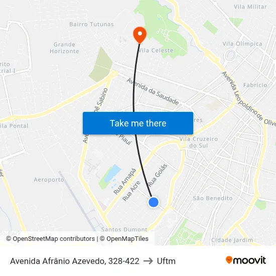 Avenida Afrânio Azevedo, 328-422 to Uftm map