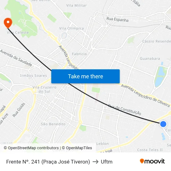 Frente Nº. 241 (Praça José Tiveron) to Uftm map