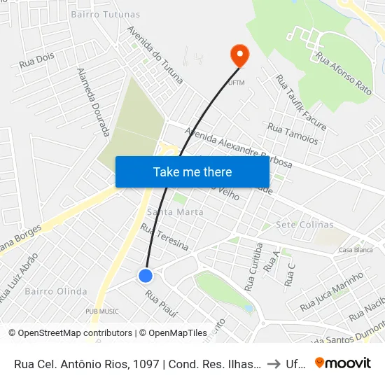 Rua Cel. Antônio Rios, 1097 | Cond. Res. Ilhas Do Sol to Uftm map
