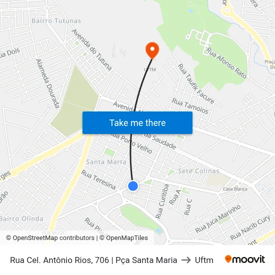 Rua Cel. Antônio Rios, 706 | Pça Santa Maria to Uftm map