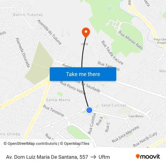Av. Dom Luiz Maria De Santana, 557 to Uftm map