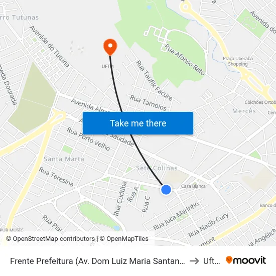 Frente Prefeitura (Av. Dom Luiz Maria Santana) to Uftm map