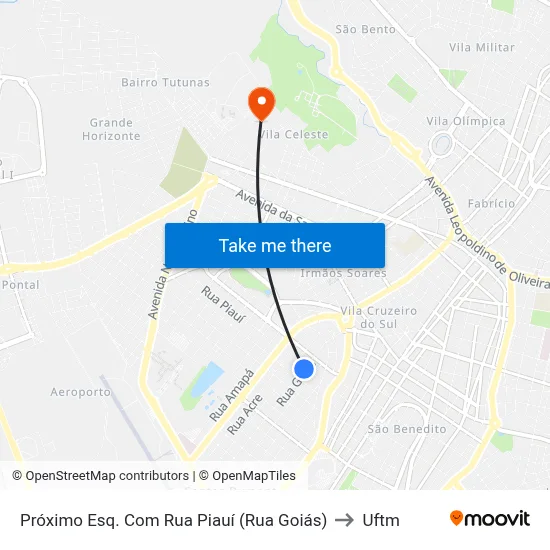 Próximo Esq. Com Rua Piauí (Rua Goiás) to Uftm map