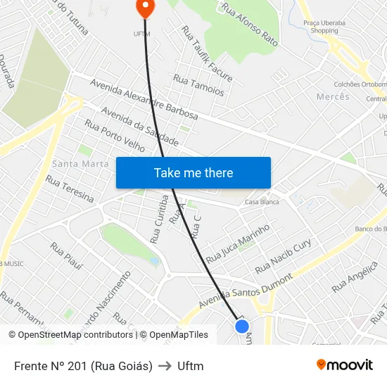 Frente Nº 201 (Rua Goiás) to Uftm map