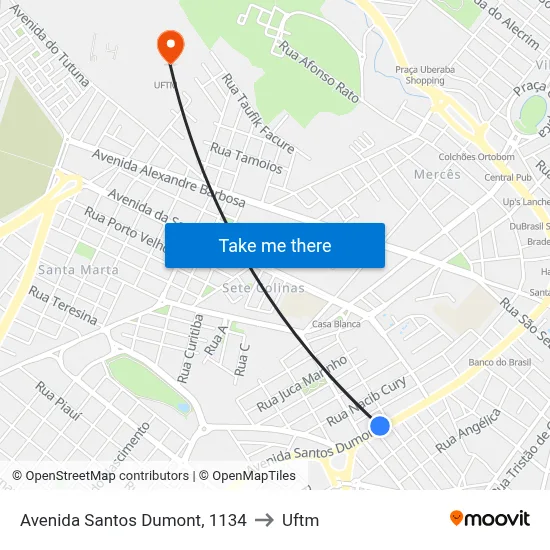 Avenida Santos Dumont, 1134 to Uftm map