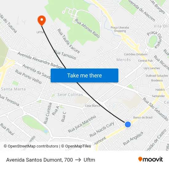 Avenida Santos Dumont, 700 to Uftm map