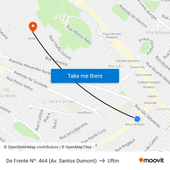 De Frente Nº. 464 (Av. Santos Dumont) to Uftm map