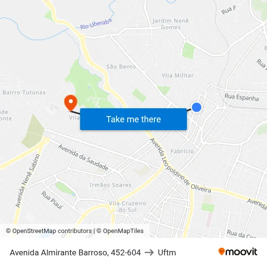 Avenida Almirante Barroso, 452-604 to Uftm map