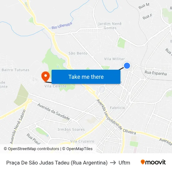 Praça De São Judas Tadeu (Rua Argentina) to Uftm map