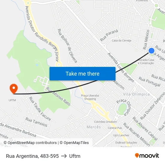 Rua Argentina, 483-595 to Uftm map
