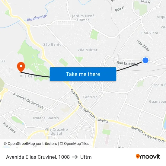 Avenida Elias Cruvinel, 1008 to Uftm map