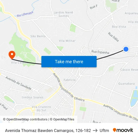 Avenida Thomaz Bawden Camargos, 126-182 to Uftm map