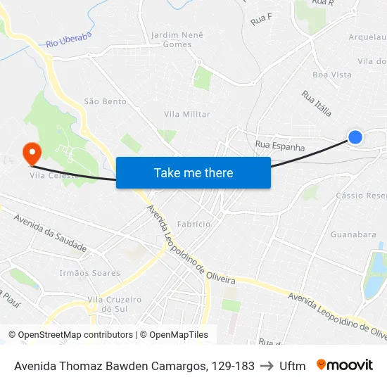Avenida Thomaz Bawden Camargos, 129-183 to Uftm map