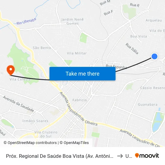 Próx. Regional De Saúde Boa Vista (Av. Antônio Rodrigues Da Cunha Castro) to Uftm map