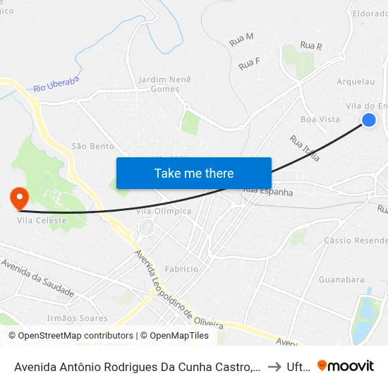 Avenida Antônio Rodrigues Da Cunha Castro, 874 to Uftm map