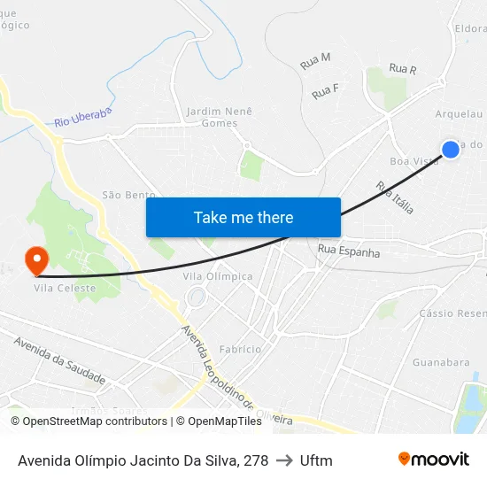 Avenida Olímpio Jacinto Da Silva, 278 to Uftm map