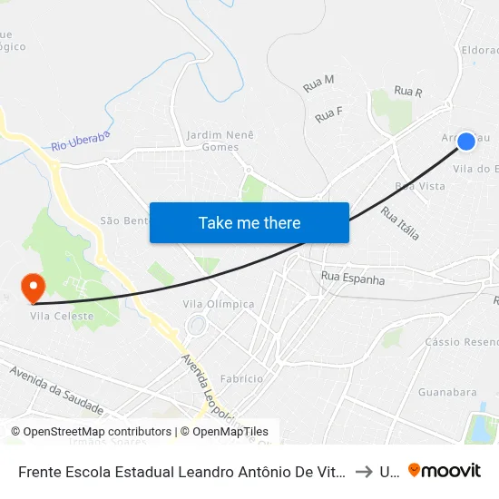 Frente Escola Estadual Leandro Antônio De Vito (Rua Arquelau Alves Ribeiro) to Uftm map