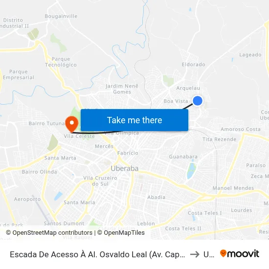 Escada De Acesso À Al. Osvaldo Leal (Av. Capitão Teófilo Lamounier) to Uftm map