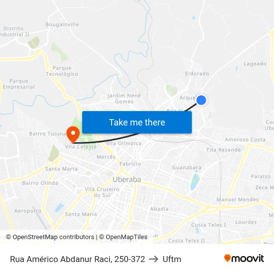 Rua Américo Abdanur Raci, 250-372 to Uftm map