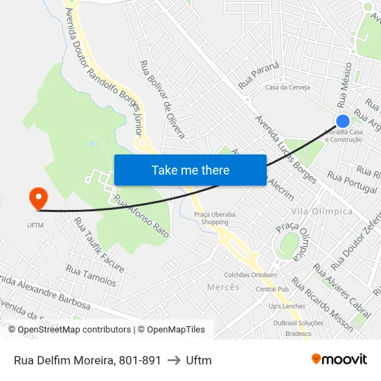 Rua Delfim Moreira, 801-891 to Uftm map