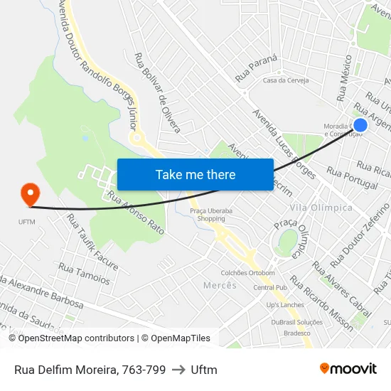 Rua Delfim Moreira, 763-799 to Uftm map