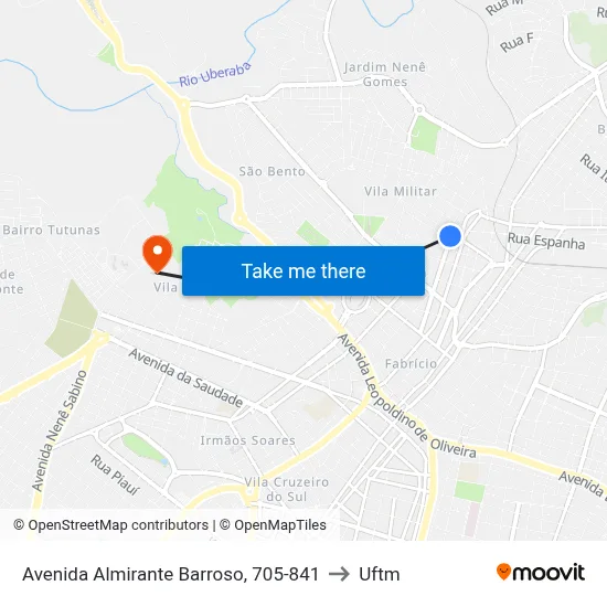Avenida Almirante Barroso, 705-841 to Uftm map