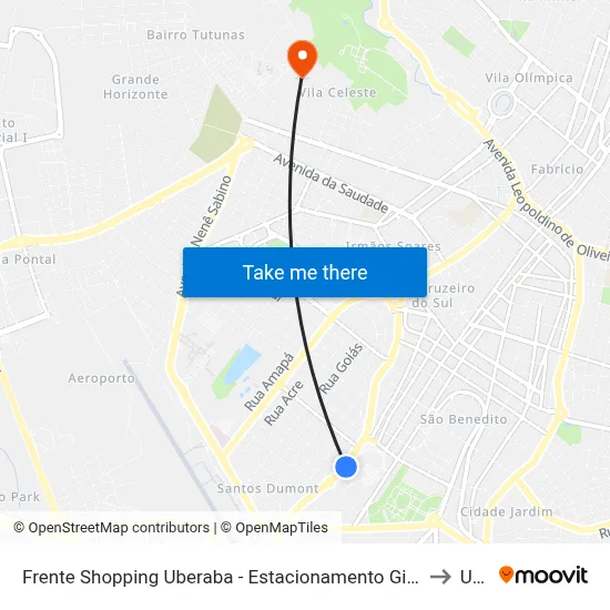 Frente Shopping Uberaba - Estacionamento Gir (Av. Santa Beatriz) to Uftm map
