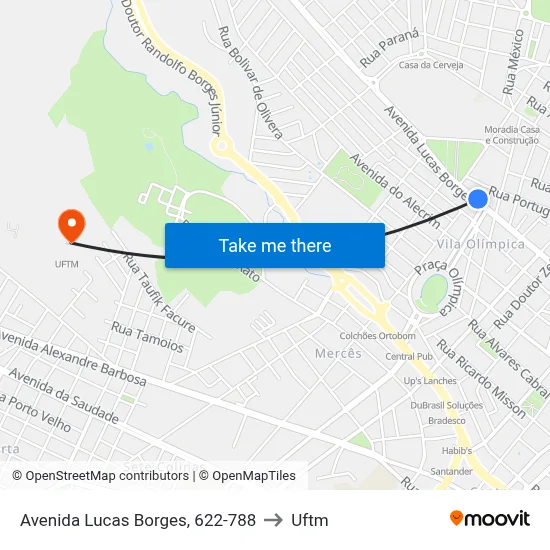 Avenida Lucas Borges, 622-788 to Uftm map