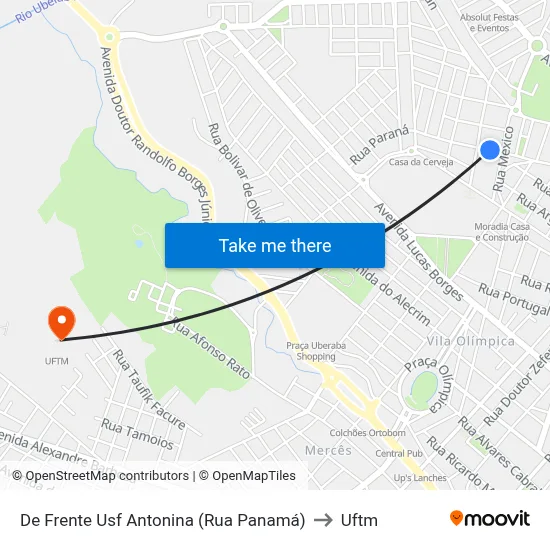 De Frente Usf Antonina (Rua Panamá) to Uftm map