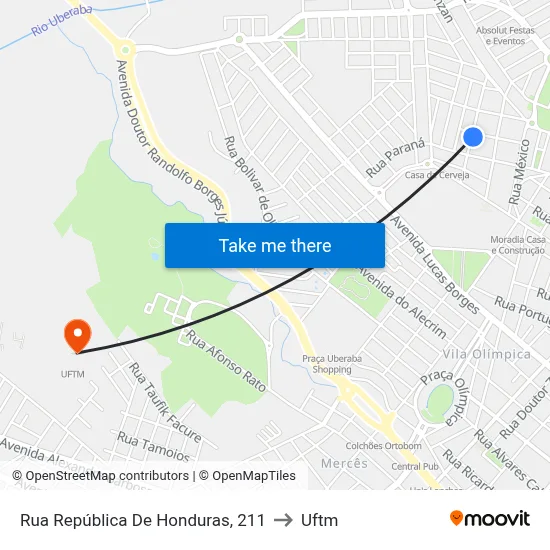 Rua República De Honduras, 211 to Uftm map