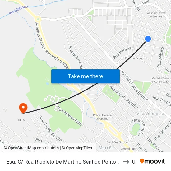 Esq. C/ Rua Rigoleto De Martino Sentido Ponto Final Jardim Espírito Santo (Rua República De Honduras) to Uftm map