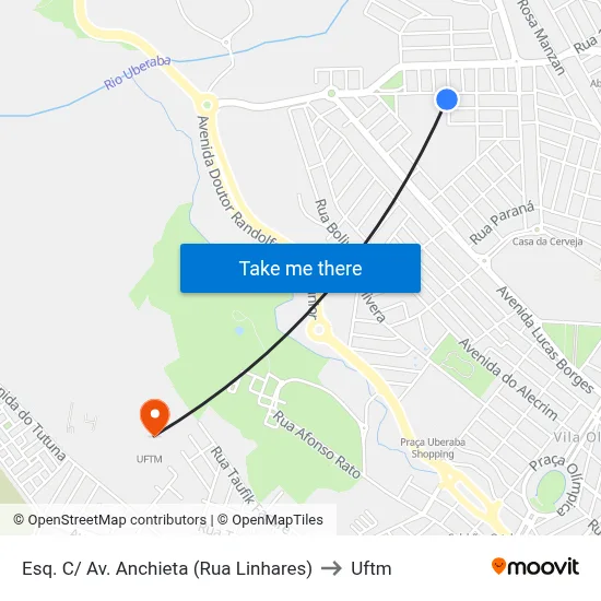 Esq. C/ Av. Anchieta (Rua Linhares) to Uftm map