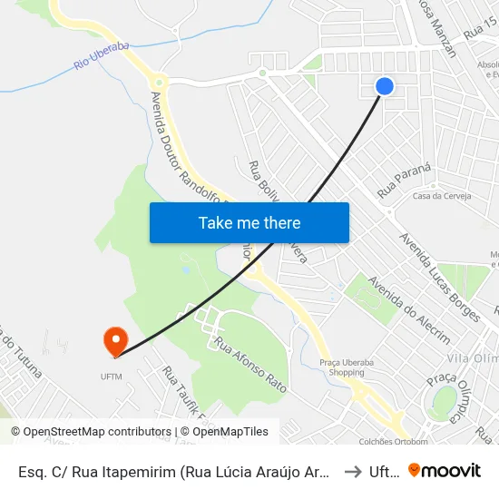 Esq. C/ Rua Itapemirim (Rua Lúcia Araújo Aragão) to Uftm map